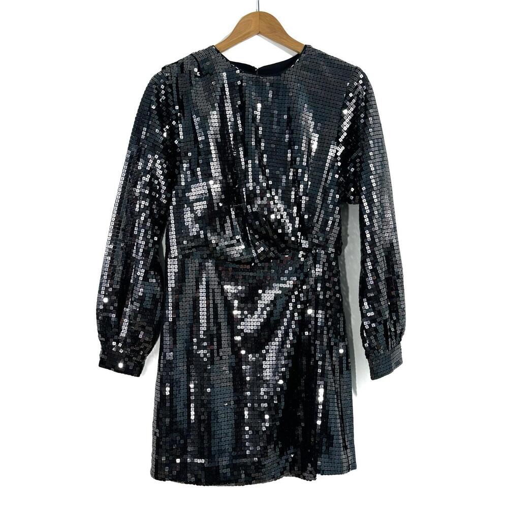NBD Women’s Size Medium Gunmetal Black Margaery Long Sleeve Mini Dress NWT - Picture 1 of 12